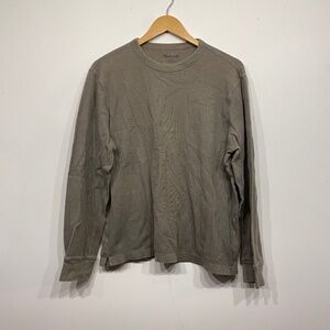 Madewell Men's Waffle-Knit Long-Sleeve Tee in Green Size Medium